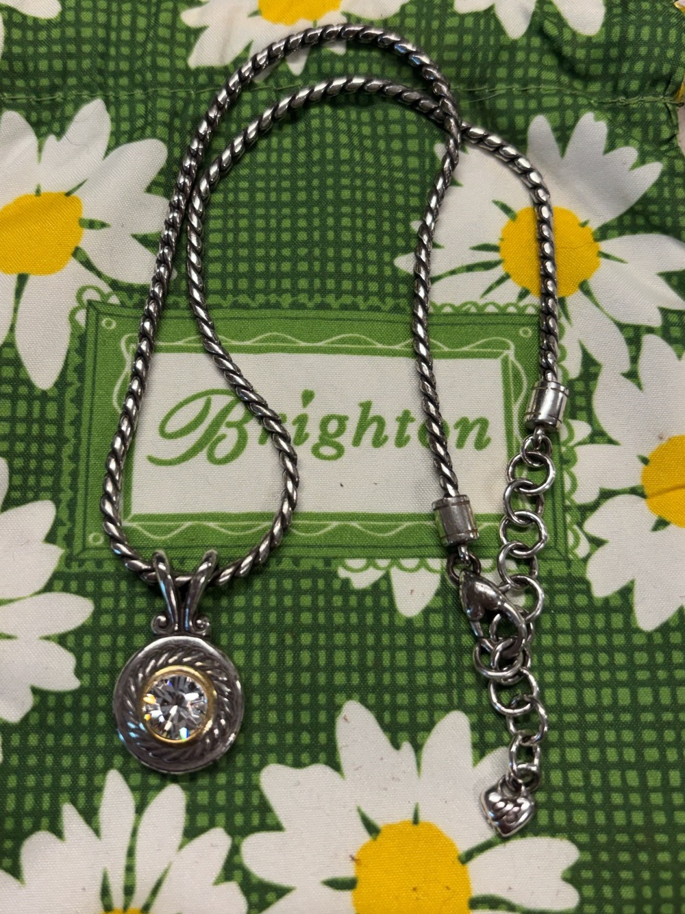Brighton Silver Rope Necklace with Clear Crystal Pendant